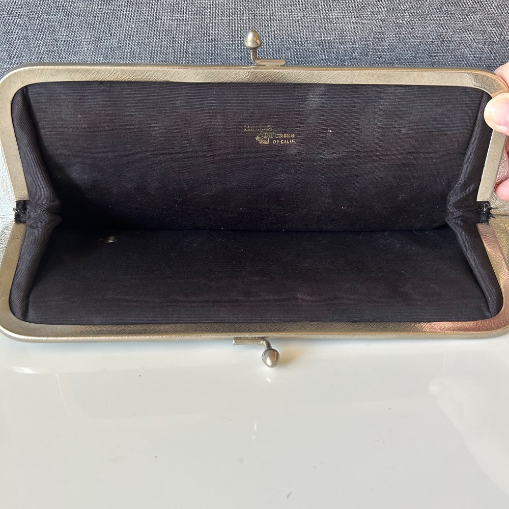 VINTAGE Mid-Century Modern 1950's Silver Foil Clutch Purse - Picture 4 of 9